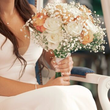Bouquet de mariée Roses et Gypsophiles