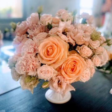 Centre de table coupe empire fleurs colorées