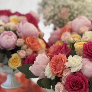 Centre de table coupe empire fleurs colorées