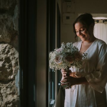 Bouquet de mariée si tu l'oses roses et gypsophiles